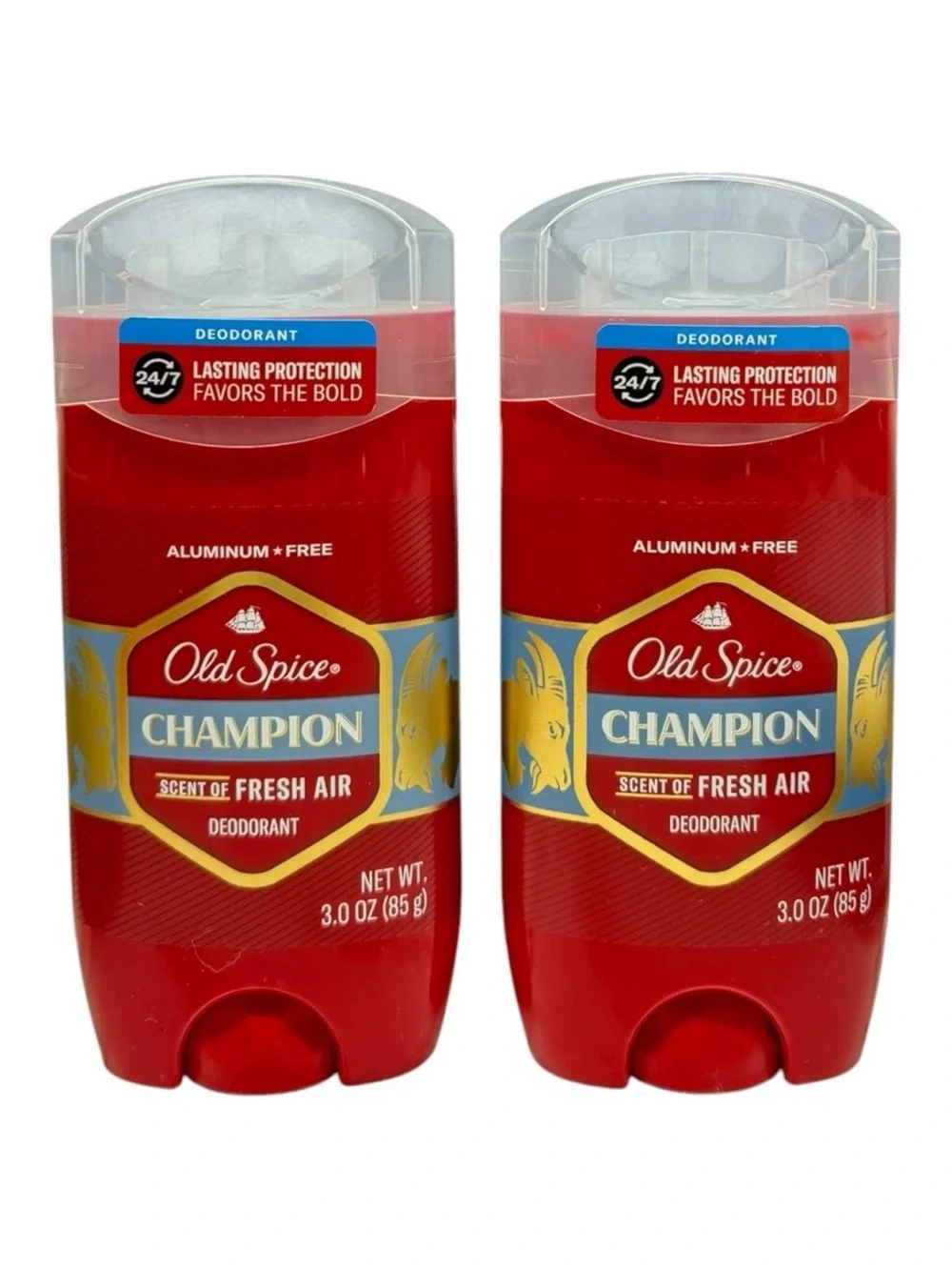 (2) Old Spice CHAMPION Aluminum Free Deodorant Scent of Fresh Air 3oz Full Size